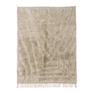 Sculpted Maze Hand-Knotted Moroccan Wool Rug | 7'9" X 6'2" | One of a Kind For Sale