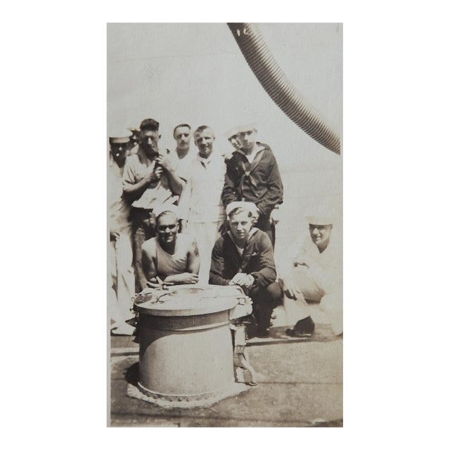 Mid 20th Century Snapshot Photograph Sailors on Ship For Sale