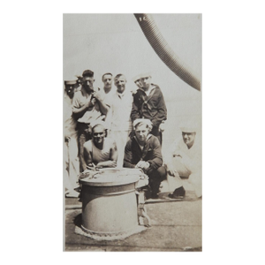 Mid 20th Century Snapshot Photograph Sailors on Ship