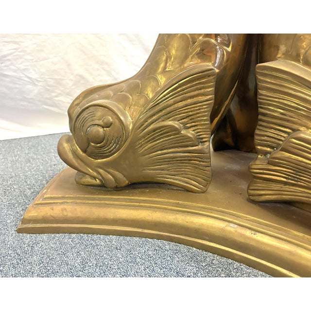 1960's Italian Hollywood Regency Brass Koi Fish Dining Table With Beveled Glass Top For Sale - Image 15 of 15