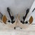 44” by 12” RH wall sconces. Metal frame with linen shades. One shade slightly scratched.