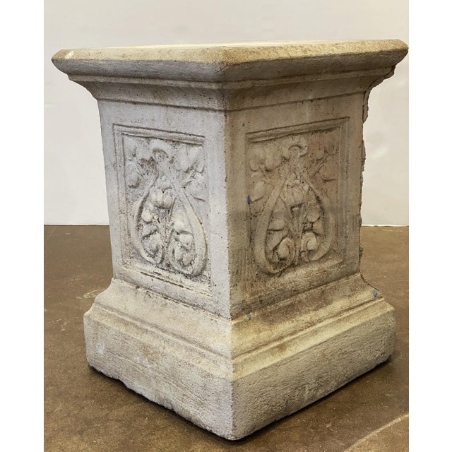 Stone English Garden Stone Pedestal or Plinth With Foliate Motif For Sale - Image 7 of 8