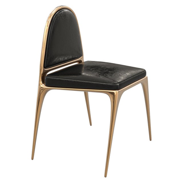 "Phantom" Chair, With Bronze and Tailor Made Leather For Sale - Image 9 of 9