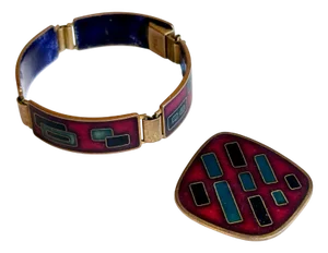 Enameled Bracelet and Pendant from Wilhelm Leyser, 1960s, Set of 2