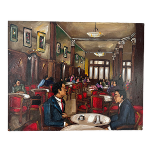 "Tortoni Fondo" Acrylic on Board Painting by Argentinian Artist Marcela Ditomaso