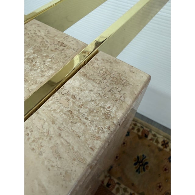 Brass Artedi Travertine Console Table For Sale - Image 8 of 13