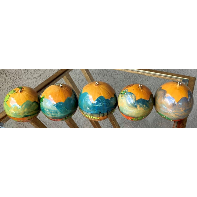 Late 20th Century Set of 5 Late 20th-Century Hand-Painted Gourd Hanging Ornaments, New Mexico For Sale - Image 5 of 18