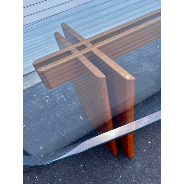 Mid Century Danish Modern Trekanten Dining Table With Oval Edge Glass Top | by Gustav Gaarde For Sale - Image 4 of 15