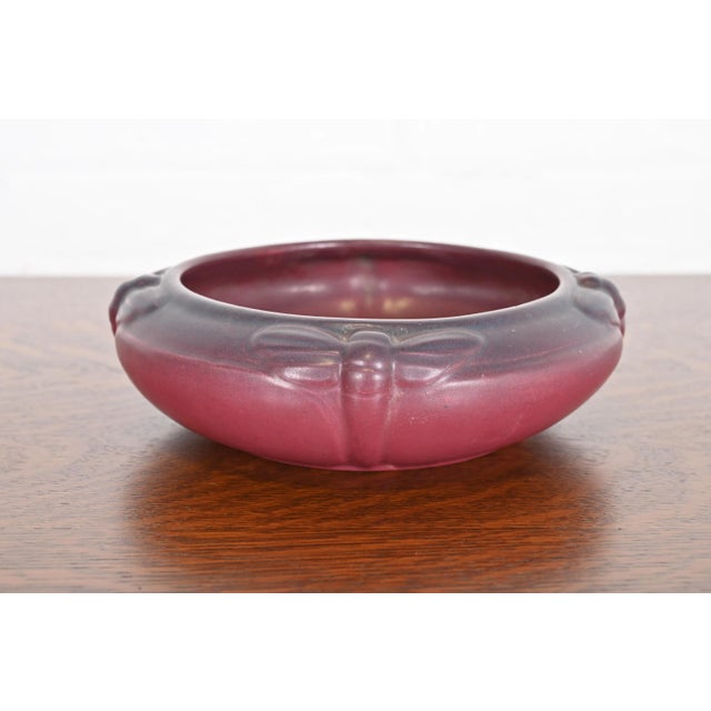 Van Briggle Arts & Crafts Dragonfly Mulberry Glazed Ceramic Bowl, Early 20th Century For Sale - Image 12 of 12