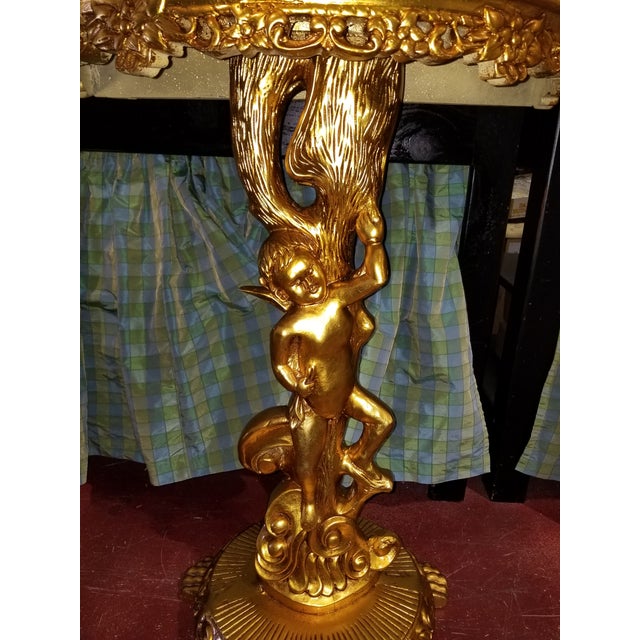 1980s Cherub Gilt Demilune Console Table For Sale - Image 9 of 9