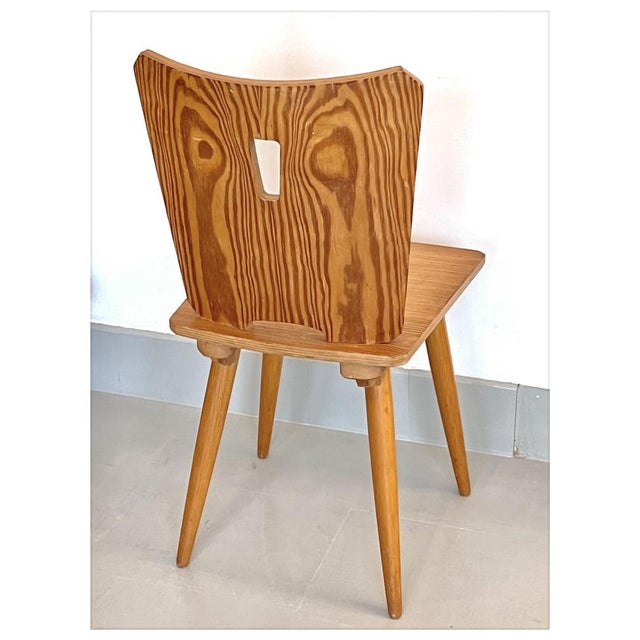Set of Vintage Brutalist Pine Dining Chairs, in the style of Goran Malmvall, 1960s For Sale - Image 15 of 18