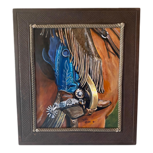 Ready and Waiting~ Willie Britt ~ Original Acrylic Painting. Hurry Up and Wait, the Balance of Being With Horses and Cows.