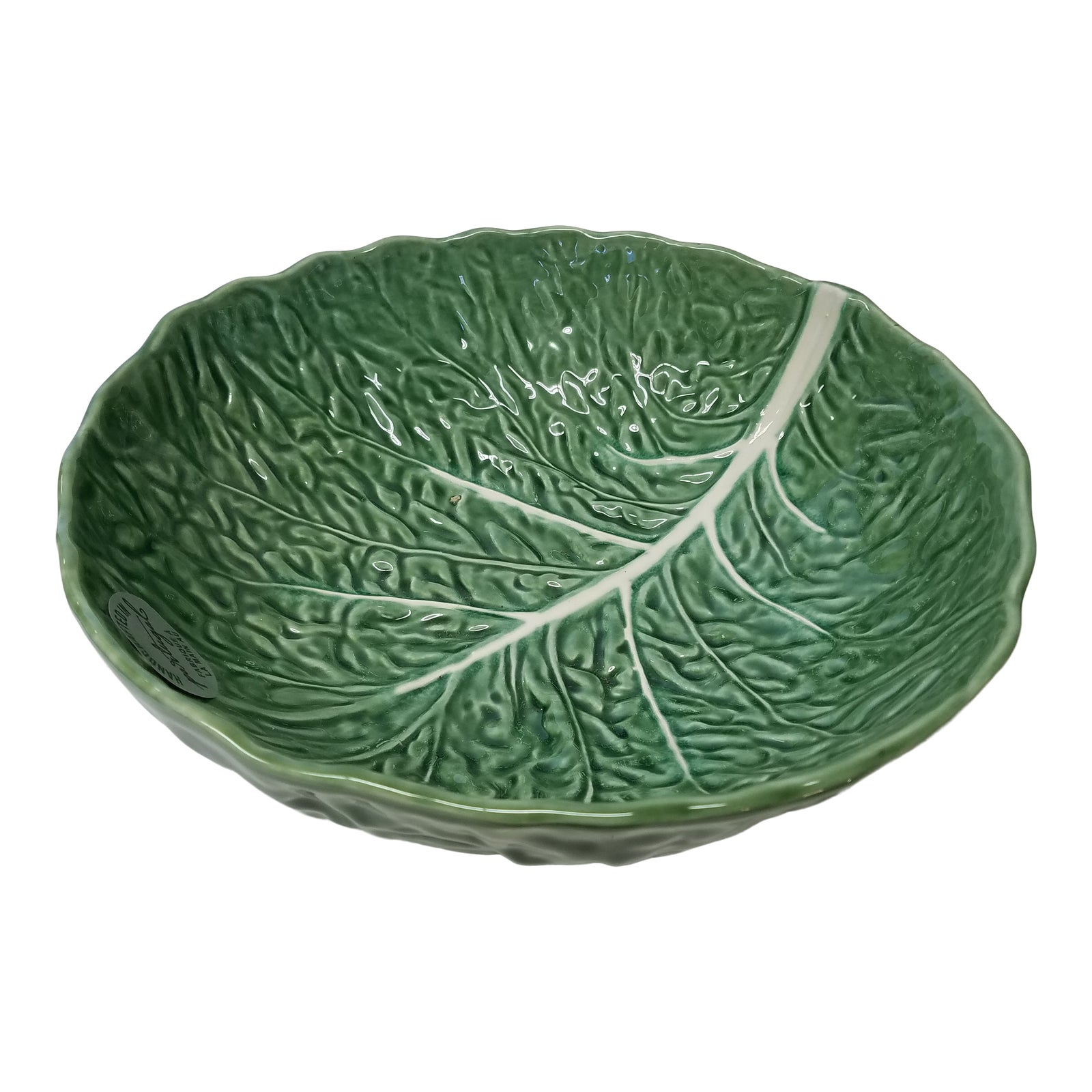 1980s Round Olifaire Cabbage Leaf Serving Bowl Portugal Chairish
