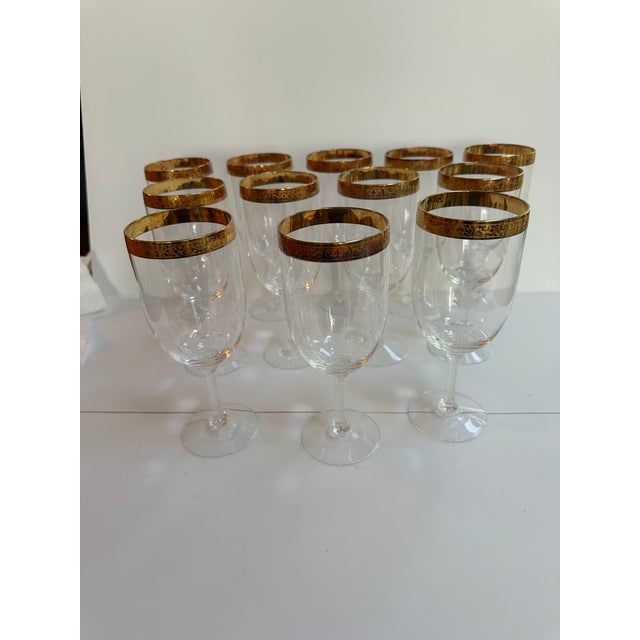 Vintage 1970s Lenox "Autumn" Collection Handblown Crystal Water Glasses 7.75" High 24k Gold Encrusted Band - Set of 12 For Sale - Image 18 of 18