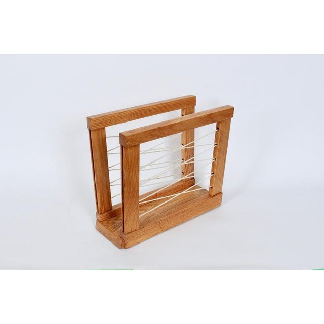 Hand Crafted Solid Oak and Cord Magazine Rack, Circa 1950 For Sale - Image 12 of 12
