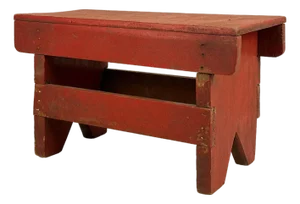Antique Primitive Farmhouse Red Slatted Milking Stool