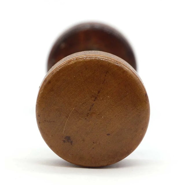 Brown Mid 20th Century Restored Round Flat Front Wood Door Knobs With Cast Iron Shank For Sale - Image 8 of 8