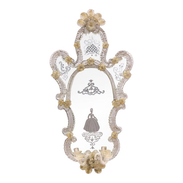 Early 20th Century Venetian Murano Art Glass Girandole Mirror For Sale