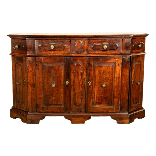 Antique Italian Walnut Baroque Credenza Buffet Side Cabinet Circa 1680 Ex De Young Museum San Francisco For Sale