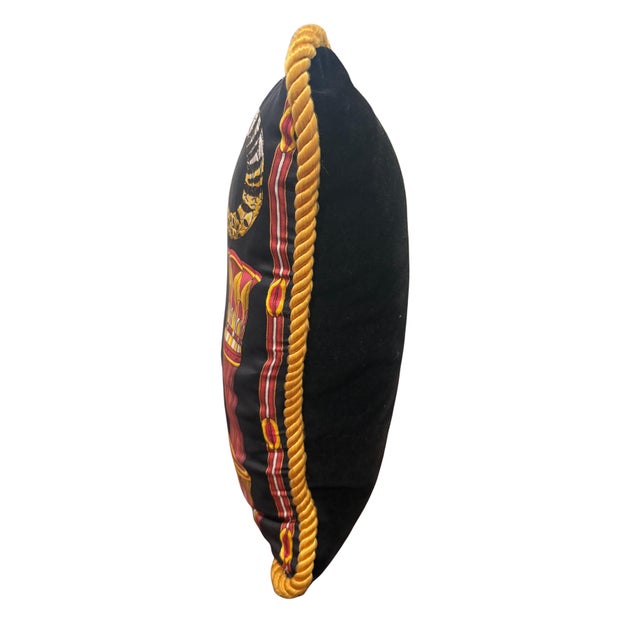 Hollywood Regency Vintage Salvatore Ferragamo Silk Leopard & Egyptian Motif Pillow For Sale - Image 3 of 7