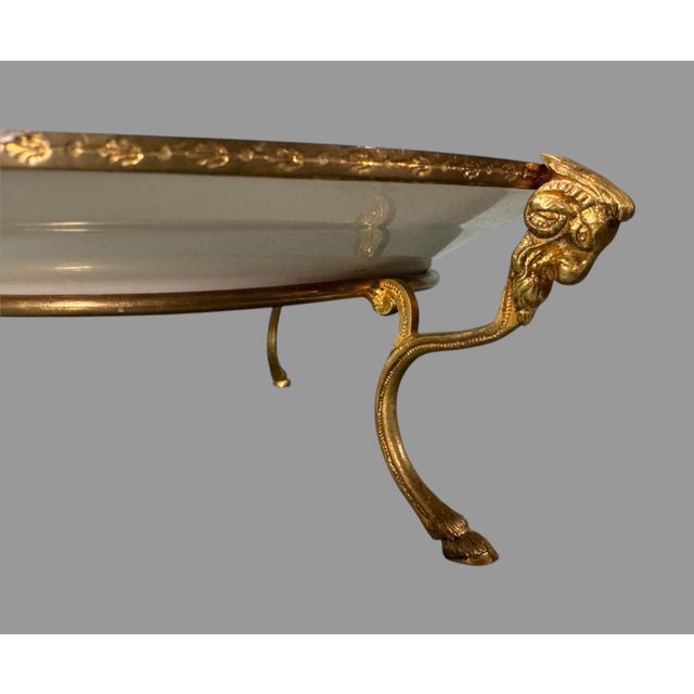 Antique Victorian Porcelain Tazza Compote Figural Bronze Footed Serving Dish For Sale - Image 4 of 6