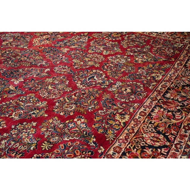 Red Antique Sarouk Rug 11'3'' x 18'1'' For Sale - Image 8 of 11