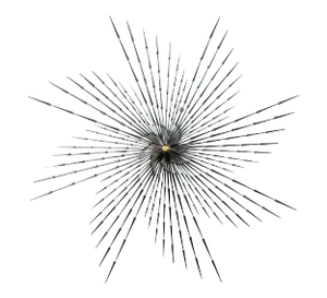 1960s Vintage Ron Schmidt Iron and Brass Pinwheel Sunburst Nail Wall Sculpture