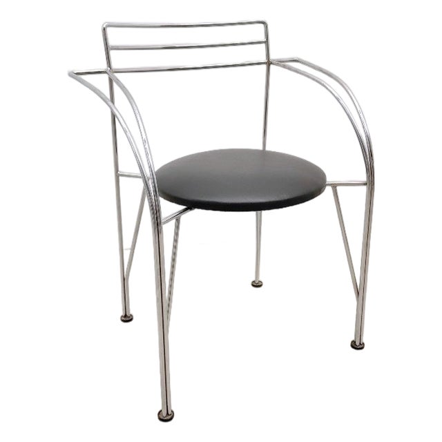 Silver Moon Chair in Chrome and Skai by Pascal Mourgue for Fermob, France, 1980s For Sale
