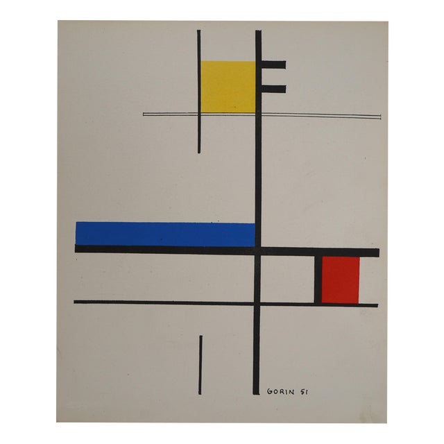 Jean Gorin, Geometric Composition, Lithograph and Stencil For Sale