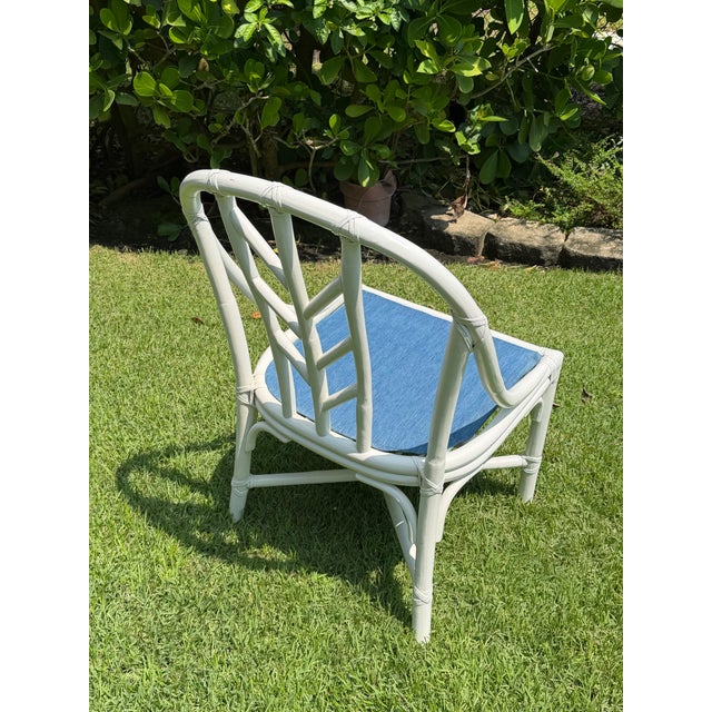 Vintage McGuire Painted Rattan Chippendale Chair For Sale - Image 9 of 12