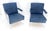 Pair of blue Quilted Leather Upholstery Seats Lucite Base Arm Lounge Club Chairs For Sale - Image 6 of 14