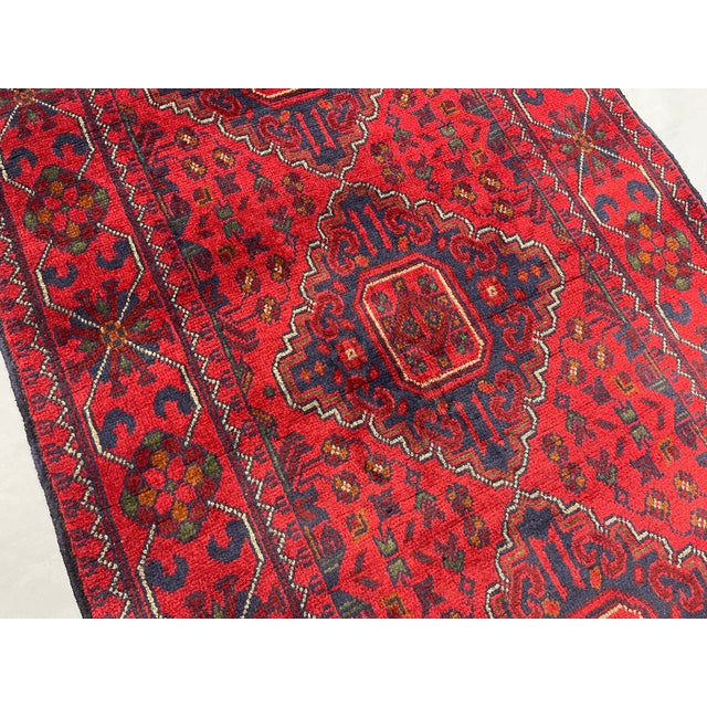 Long Red and Navy Tribal Medallion Runner Rug, 2'7" X 18'5" For Sale - Image 11 of 15