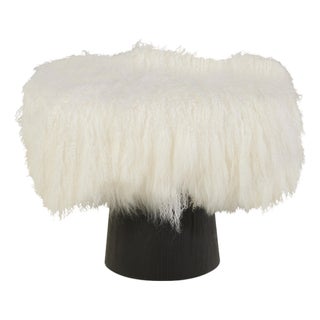 Tara Shaw for Century Furniture Pompiduo Italian Mongolian Lamb Stool For Sale
