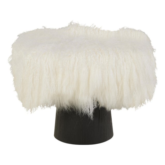 Tara Shaw for Century Furniture Pompiduo Italian Mongolian Lamb Stool For Sale