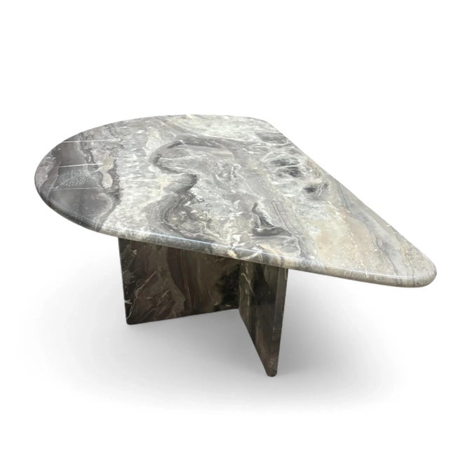Italian Teardrop Low Tables in Gray Arabescato Marble, 1980s, Set of 2 For Sale - Image 4 of 9