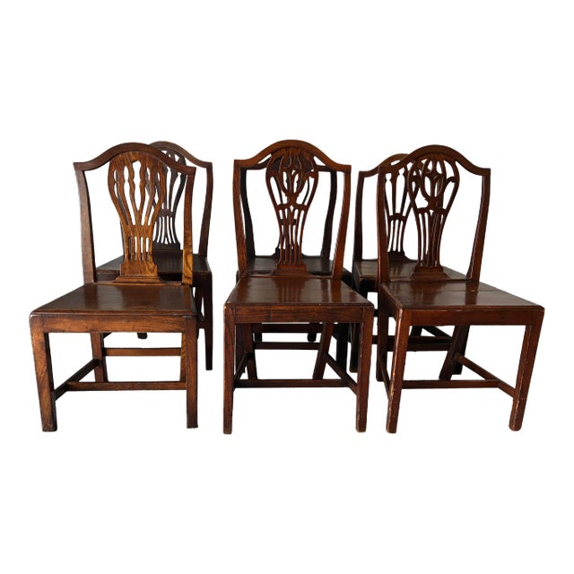18th Century Georgian English Oak Country Plank Chairs (6) MIX-Match For Sale