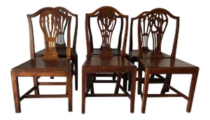 18th Century Georgian English Oak Country Plank Chairs (6) MIX-Match