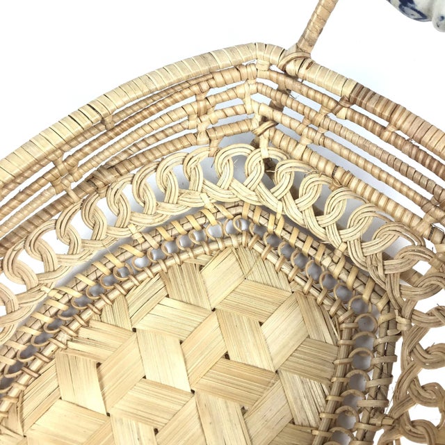 Antique Basket With Delft Ceramic Handles For Sale In Portland, ME - Image 6 of 11