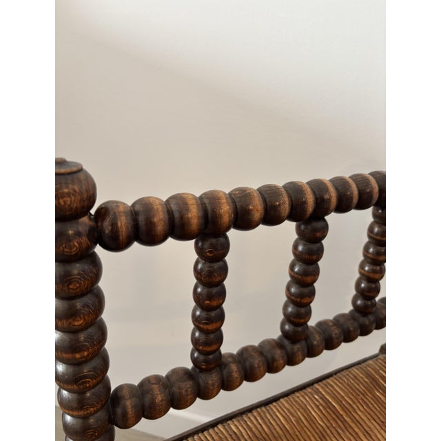 Tan Vintage Corner Chair in Turned Wood with Straw Seat, 1940s For Sale - Image 8 of 12