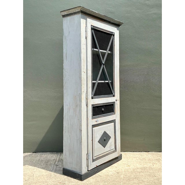 Vintage French Distressed Metal and Wood Cabinet For Sale In West Palm - Image 6 of 18