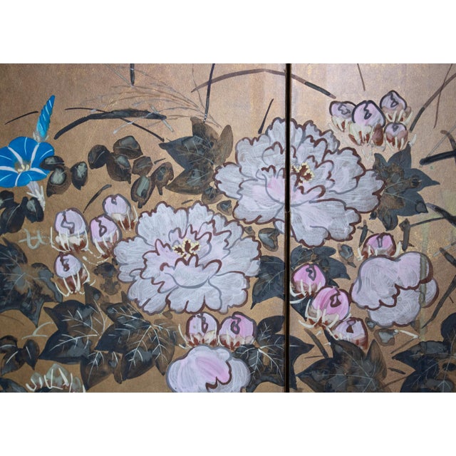 1950-1960s Showa Era Pair of Painted Japanese Byobu Screens For Sale - Image 4 of 18