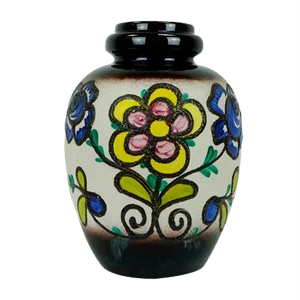 Fat Lava Floor Vase with Flower Decor from Scheurich, 1960s