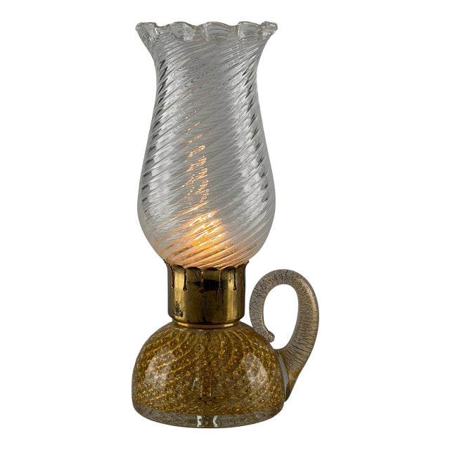 Art Deco Murano Gold Glass Table Lamp by Archimede Seguso, 1940s For Sale