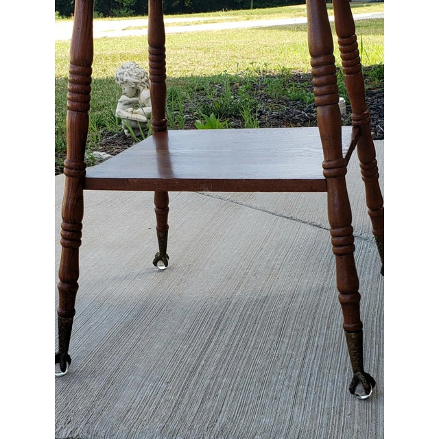 1930s Antique Parlor Table W/ Marble Talon Glass Feet 1900's Original Condition For Sale - Image 5 of 8
