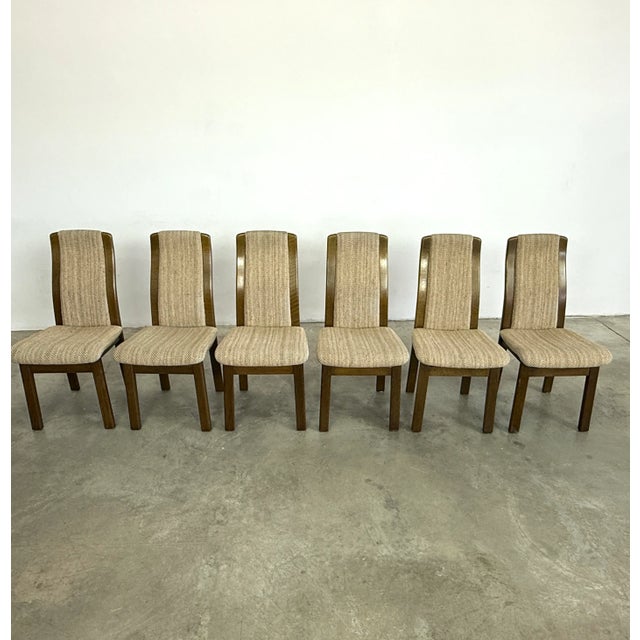 Dimensions: H 37” x W 17” x D 21.7” x SH 19” Set of 6 French dining chairs with solid oak frame. Original upholstered...
