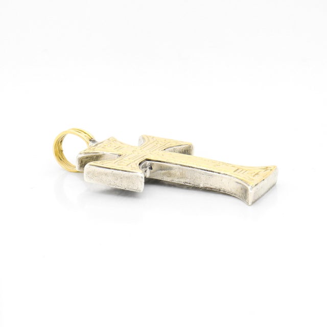 Gold Konstantino 18k and Sterling Silver Byzantine Orthodox Style Pendant Cross For Sale - Image 8 of 12