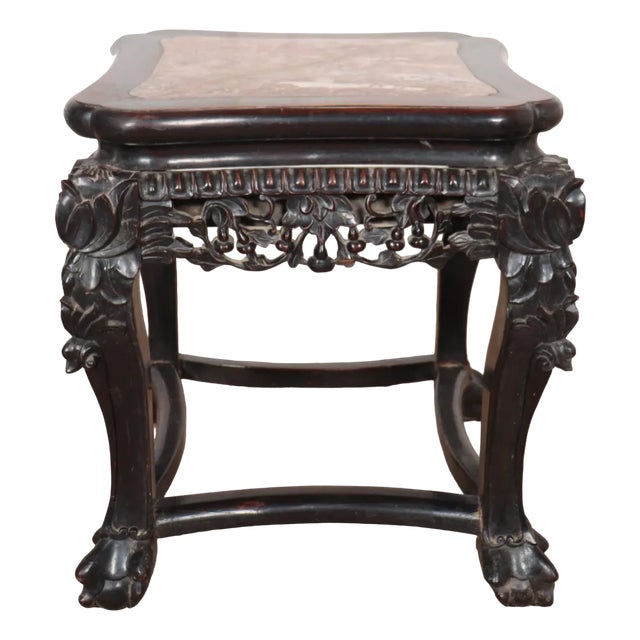 Chinese Carved Side Table, 1890s For Sale