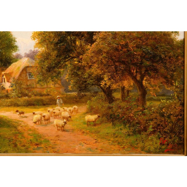 Textile English Antique Landscape Painting of Sheep by Henry Maidment (Fl. 1889-1914) For Sale - Image 7 of 18