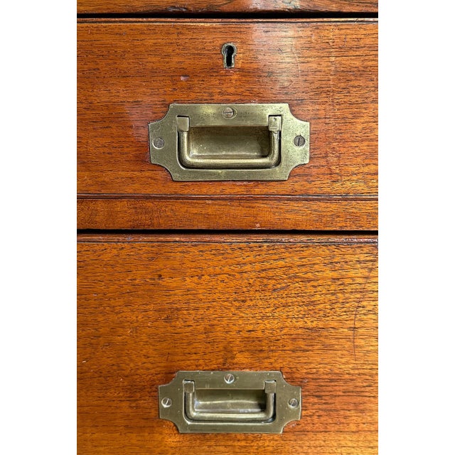 British Military Officer's Campaign Chest or Dresser of Brass-Bound Teak For Sale - Image 10 of 14