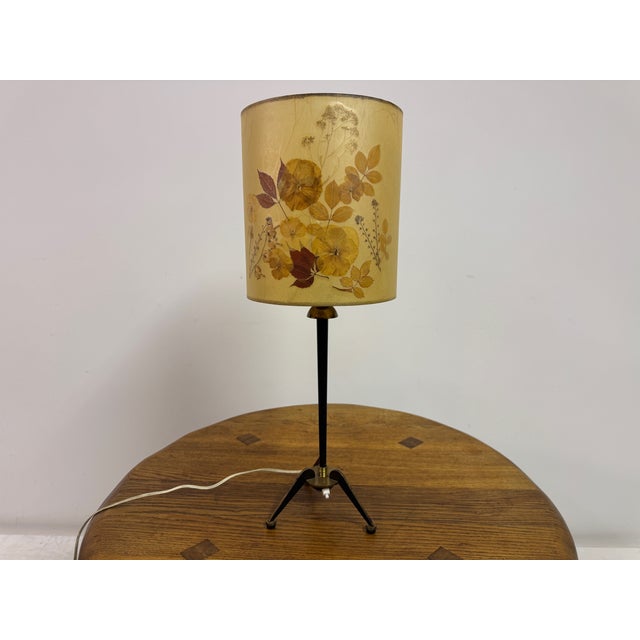 Vintage French Tripod Table Lamp in Brass and Metal, 1960s For Sale - Image 4 of 11
